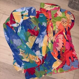 Set of 2 SHEIN sheer button-up blouses